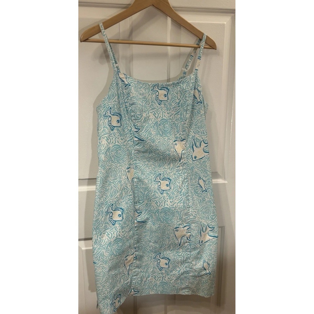 Lillly Pulitzer Dress Angel Fish Print Lined Adjustable Straps  ~ Women SZ 10